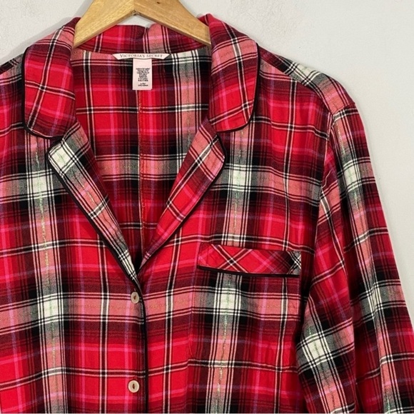 VICTORIA SECRET Flannel Romper Pajama Red Plaid - Picture 2 of 8